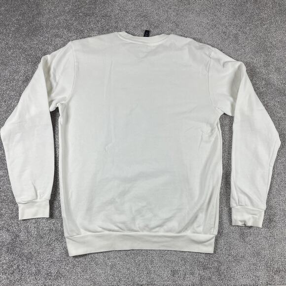 Adidas Sweatshirt Mens Medium Graphic Print Fleece Thin Streetwear White - Picture 9 of 15